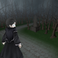 Adrian se promenant dans une forêt sombre. (Black Ritual)